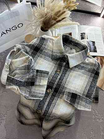 Жіноча тепла оверсайз сорочка в клітинку на ґудзиках кашемір Чорний Одеса