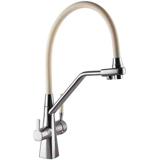 Змішувач для кухні під осмос Globus Lux GLLR-0700-L-08-06 гофрований на гайці латунь, Сталь-Бежевий (000024667) Київ