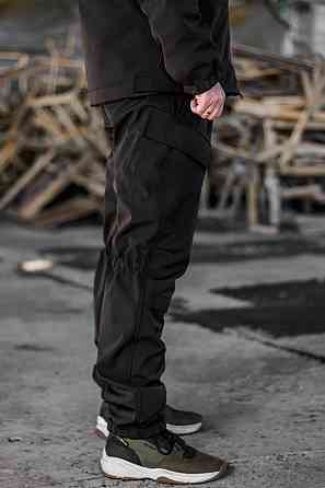 Военные зимние мужские брюки черные Soft Shell на флисе тактические зимние брюки все размеры WAR Львов