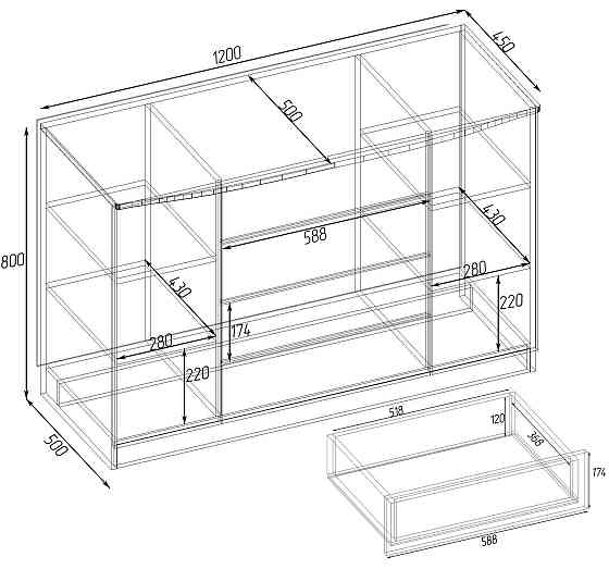 Комод №3, Дуб Сонома Трюфель, 1200/500/800 Львів