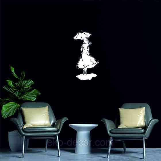 Декоративное настенное Панно «Девушка с зонтом», Декор на стену 70*36 см, Белый Киев