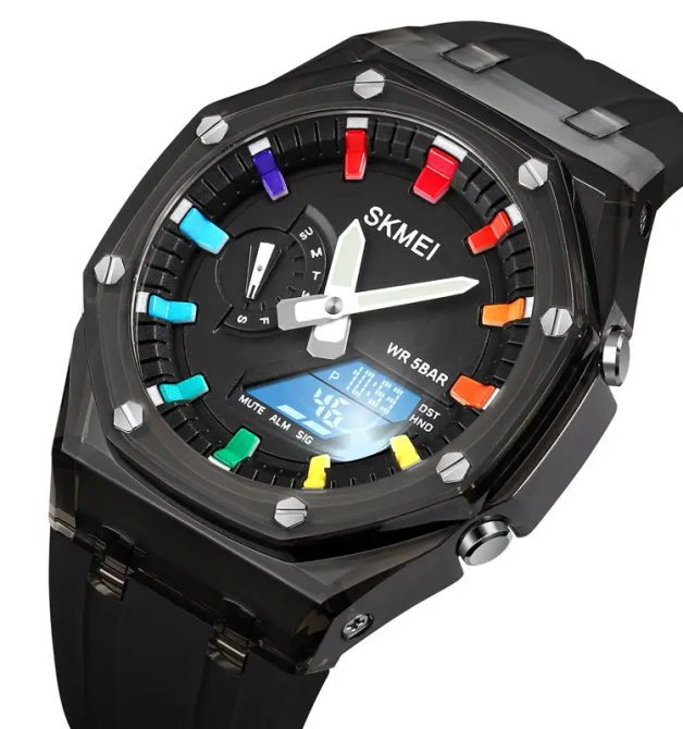 Годинники чоловічі спортивні Skmei 2100 (Чорні з білим екраном) Вінниця - фото 5