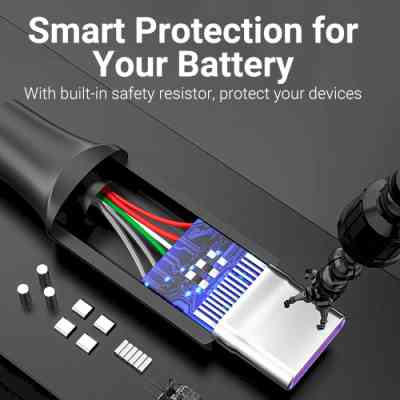 Кабель USB 2.0 AM-Type-C M, 0.5 м, 100W PVC чорний Vention Вінниця