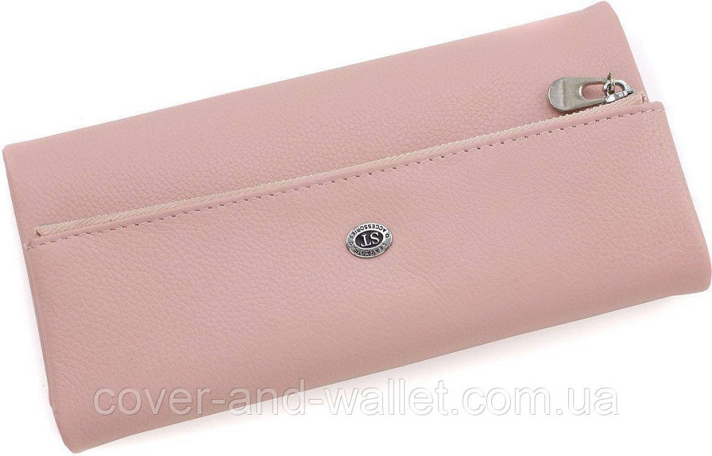 Гарний пудровий жіночий гаманець на кнопці та змійці ST Leather 269 Київ - фото 2