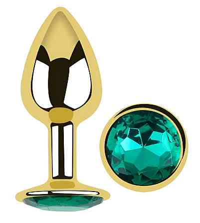Анальная пробка с кристаллом EGZO - Gold Round Plug Marine size S Sex Aura Киев