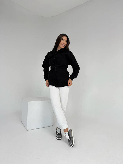 Жіноча тепла флісова кофта на змійці щільний двосторонній фліс Чорний, 50/52 Одеса - фото 2