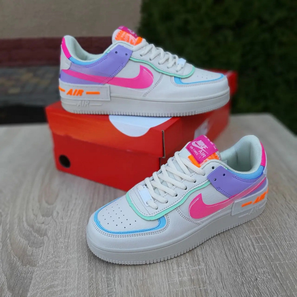 Кросівки Nike Force Білі Жіночі Шкіряні Найк Форси Різнобарвні Shadow (розміри: 36,37,38,39,40,41) - 51 Дніпро - фото 10