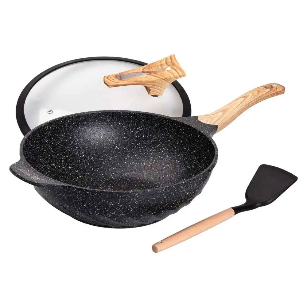 MGC Алюмінієва сковорода 5,8 л, мармурове антипригарне покриття, Ø 32 см, з лопаткою для пригот Коломыя - изображение 4