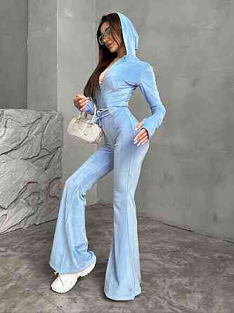 Жіночий стильний повсякденний велюровий комбінезон Блакитний, 42/44 Одеса