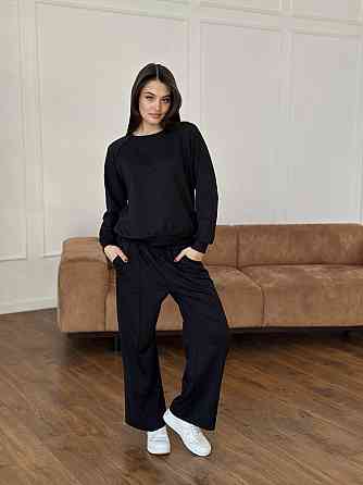 Жіночий спортивний костюм із широкими штанами Чорний M/L Харків
