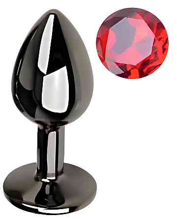 Анальная пробка с кристаллом EGZO - Dark Gray Round Plug Red, size S Sex Aura Киев