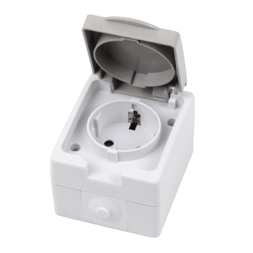 754 білий Розетка зовнішня 1-а з кришкою IP54 Лезард Житомир - фото 1