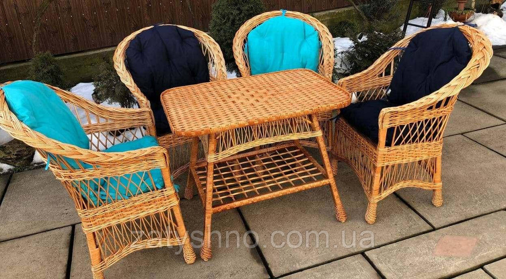 Мебель плетеная с голубыми и синими подушками Киев - изображение 2