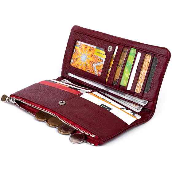 Вертикальний гаманець на кнопці жіночий ST Leather 19204 Бордовий Київ