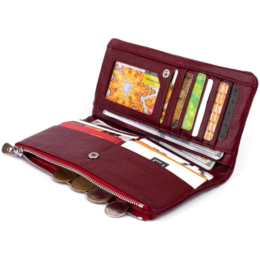 Вертикальний гаманець на кнопці жіночий ST Leather 19204 Бордовий Київ - фото 5