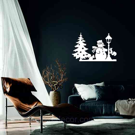 Декоративне настінне Панно «Новий рік», Декор на стену 110*70 см, Білий Київ