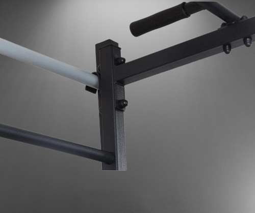 Стандартная шведская стенка черная универсальная передвижная с турником брусьями гимнастической лавкой Каменское - изображение 6