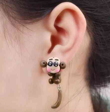 Сережки пусети для дітей "Мавпочки" - довжина 4,5 см, полімерна глина Київ