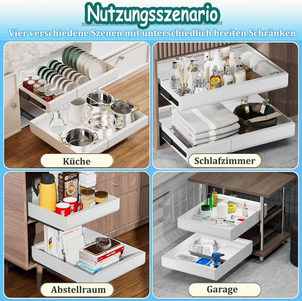 Выдвижной ящик телескопический LMRZFC Белый кухонный органайзер без сверления 32-52 см сталь 2 отделения для Киев - изображение 5