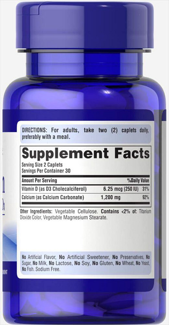 Кальцій карбонат + вітамін Д Puritan's PrideCalcium + Vitamin D 600 мг / 125 МЕ 60 табл Київ - фото 2