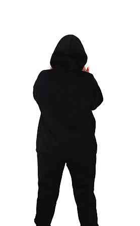 Женский спортивный теплый костюм на флисе батал Черный р 2XL/3XL Харьков