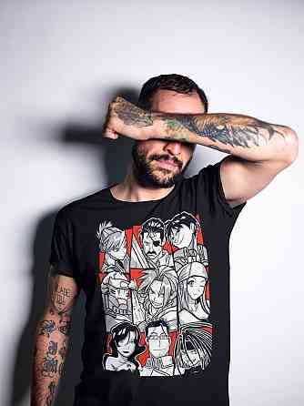 Футболка з аніме принтом Сталевий алхімік оверсайз (S/M/L) Чорний AnimeJ0328 Дніпро