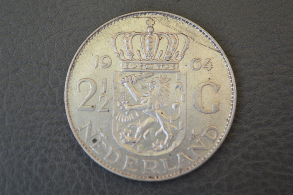 Нидерланды 2,5 гульдена, 1964 г(Серебро) Полтава - изображение 1