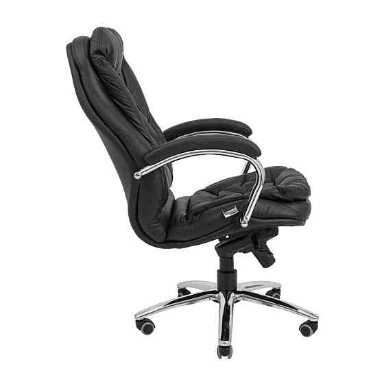 Офисное Кресло Руководителя Venice М2 AnyFix Хром Кожа Lux Черный Киев