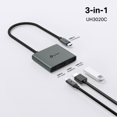 Концентратор TP-Link USB-C 3-in-1 1xUSB 3.0 + 1xUSB-C PD 100W + 1xHDMI (UH3020C) Вінниця - фото 4