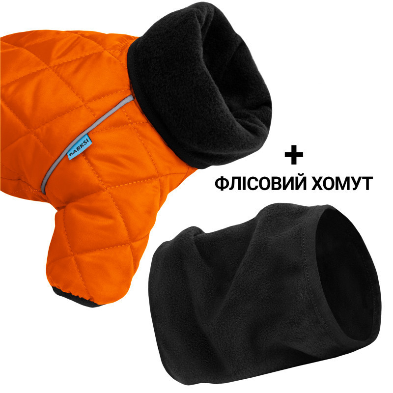 Зимовий комбінезон для собак теплий стьобаний на флісі Barksi Textile з хомутом Помаранчевий Одеса - фото 6