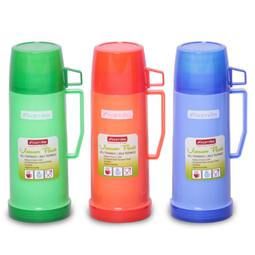 Термос 600мл зі скляною колбою та пластиковою ручкою (синій, зелений, червоний) KAMILLЕ 2071 Житомир - фото 18