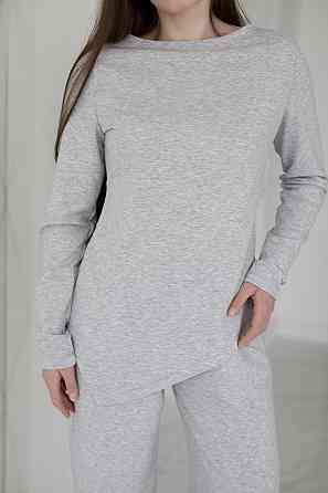 Жіночий костюм з асиметричним лонгслівом "Travel" |  Норма та батал Сірий, 54-56 Київ