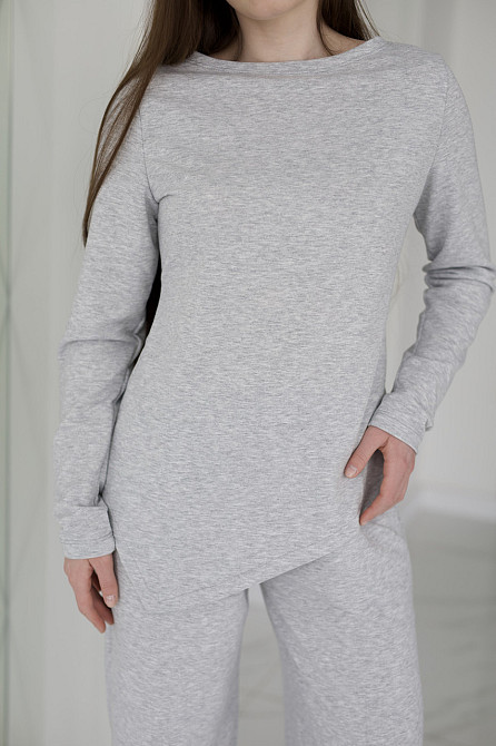 Жіночий костюм з асиметричним лонгслівом "Travel" |  Норма та батал Сірий, 54-56 Київ - фото 6