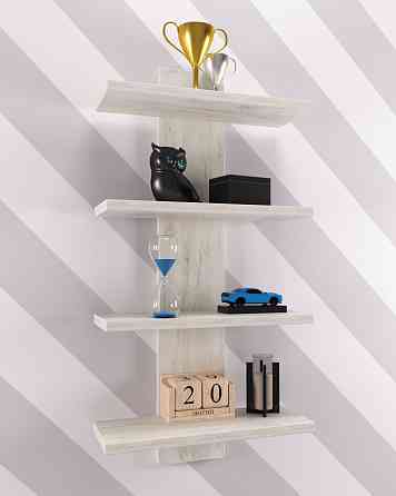 Полиця навісна ПН-5, Дуб Крафт Білий, 350/140/700 Львів