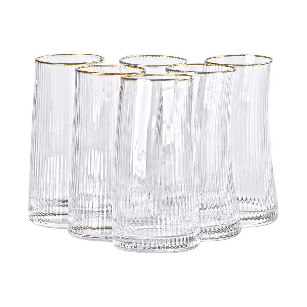 Набір стаканів високих 6 штук по 600 мл із золотим обідком HP-16-19 Коломыя - изображение 1
