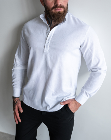 Сорочка чоловіча льон довгий рукав Білий XL Харків