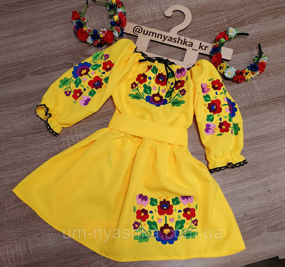 Плаття вишиванка жовте з петриковським розписом Петриківка 104-158 Кривий Ріг - фото 3