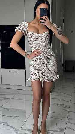 Женское легкое романтичное мини платье в цветочный принт софт 42/44, Беж Одесса