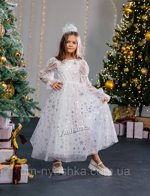 Платье Снежинка нарядное белое платье со снежинками Кривой Рог - изображение 1