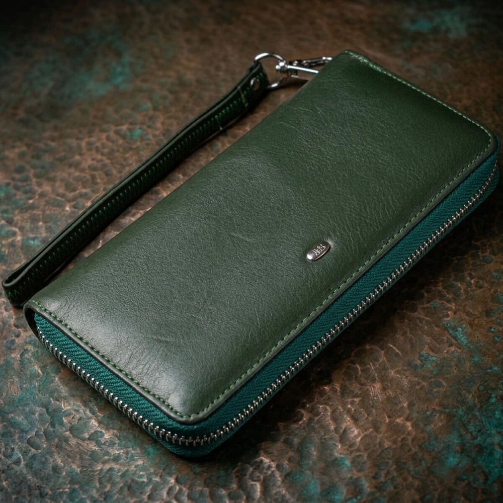 Жіночий клатч-гаманець на блискавки ST Leather 18936 Зелений Київ - фото 8