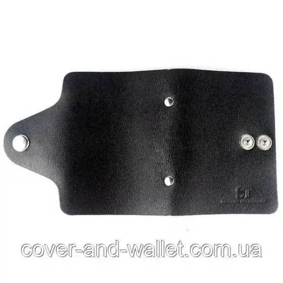 Кожаная визитница картхолдер черного цвета маленького размера ST Leather Киев