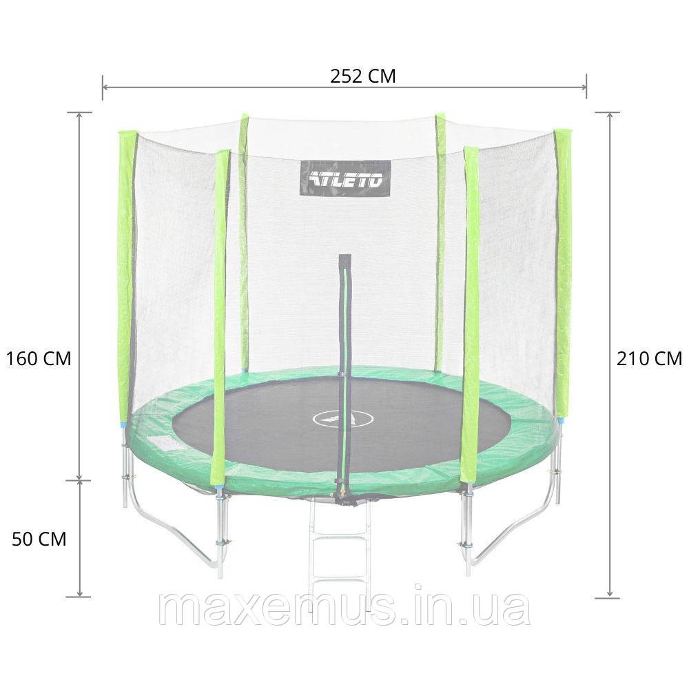 Батут Atleto 252 см (8 ft) с защитной сеткой и лестницей детский садовый батут зеленый Premium Мостиска - изображение 6