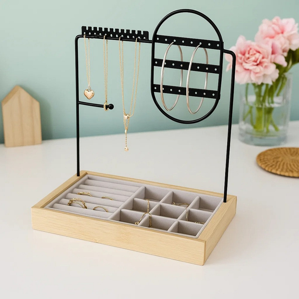 Настольная стойка для украшений,цепочек, браслетов, колец, деревянная, органайзер для драгоценностей и аксессуаров 28х23.3х13.8 см Каменец-Подольский - изображение 1