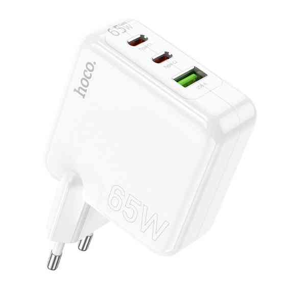 Мережевий зарядний пристрій HOCO C115A Header PD65W GaN three-port(2C1A) charger White Одеса