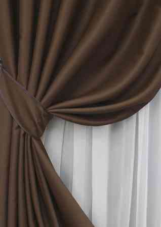 Комплект готовых штор VR-Textil Блэкаут Midnight № 1677ш Коричневый 150х290 см 2 шт (33-0566) Киев