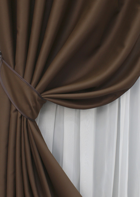Комплект готовых штор VR-Textil Блэкаут Midnight № 1677ш Коричневый 150х290 см 2 шт (33-0566) Киев - изображение 5