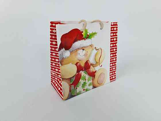 Новогодние, бумажные ,подарочные  пакеты с ручкой Чашка 16/16/8-002 (12 шт) Харьков