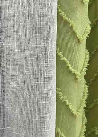 Шторная ткань Лен Букле цвет оливковий 1805ш Киев