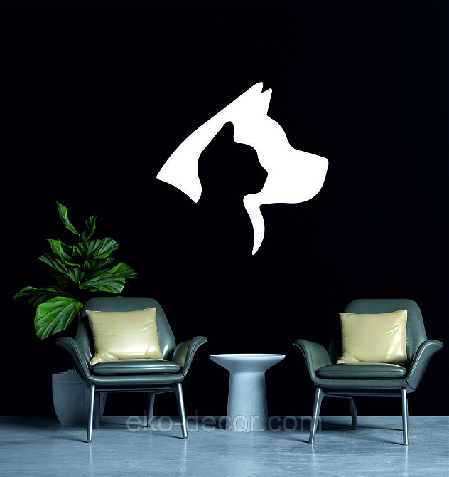 Декоративне настінне Панно «Кіт та Собака », Декор на стіну 70*70 см, Білий Київ - фото 3