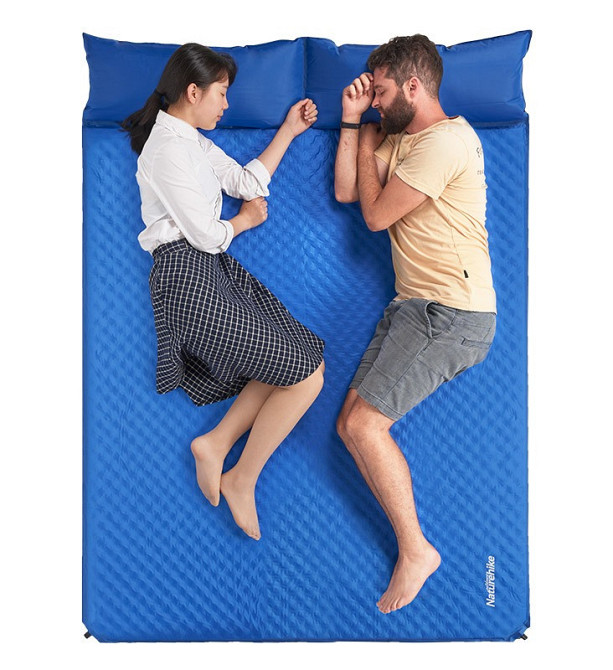 Килимок самонадувний двомісний з подушкою Naturehike NH18Q010-D, 25 мм, синій Киев - изображение 5